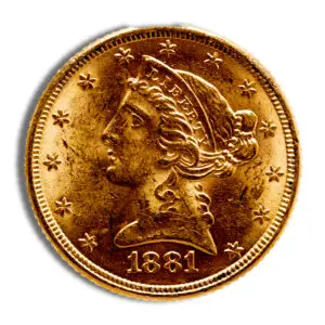 $5 Gold Liberty Half Eagle - BU