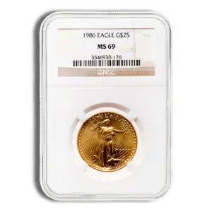 1986 1/2 oz Gold Eagle $25 NGC MS69