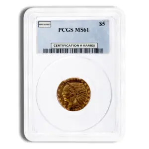 $5 Gold Indian Half Eagle - PCGS MS61