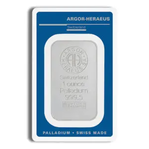 1 oz Palladium Bar - Argor-Heraeus (Carded)