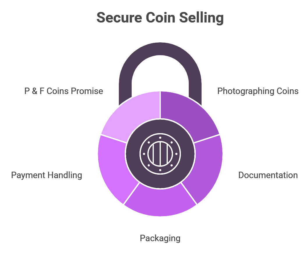 The final step in selling coins confidently is protection for both you and your collection.
Even experienced collectors can lose value or face avoidable risks if they rush the logistics. These practical safeguards ensure that your coins, your money, and your peace of mind stay intact.