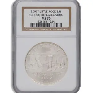 2007-P $1 Little Rock, Deseg Silver Commem - NGC MS70