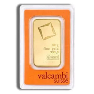 50 gram Gold Bar - Valcambi (Carded)