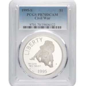 1995-S $1 Civil War Silver Commem - PCGS PF70