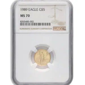 1989 1/10 oz Gold Eagle $5 NGC MS70