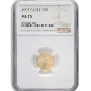 1993 1/10 oz Gold Eagle $5 NGC MS70