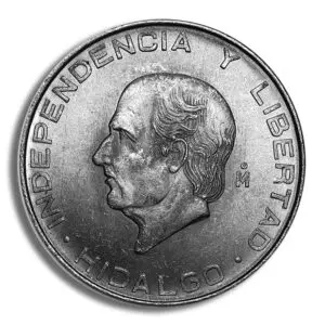 1955-1957 Mexico 5 Pesos Hidalgo Silver Coin (Avg Circ)