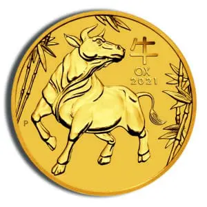 2021 1/20 oz Australia Gold Lunar Ox BU - Series III