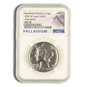 2020-W 1 oz Burnished Palladium Eagle NGC MS70 (Label Varies)