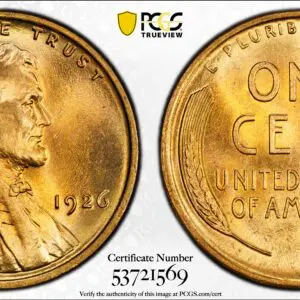 1926 1C MS66 RD CAC PCGS