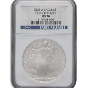 2008-W Burnished Silver Eagle NGC MS70 ER