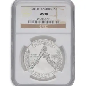 1988-D $1 Olympic Silver Commem - NGC MS70