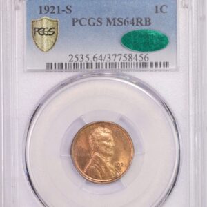 1921-S 1C MS64RB CAC PCGS